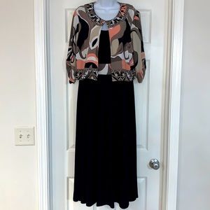 Perceptions New York, Size 14, Black & Peach Dress and Jacket Set